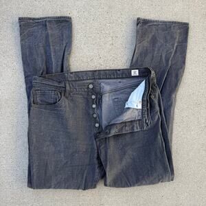Levi's 501 White Oak Cone Denim Charcoal Black Button Fly Jeans 38x36